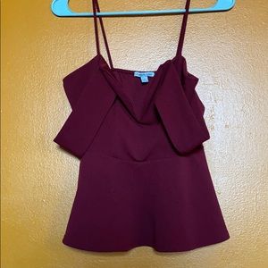 Maroon blouse spaghetti strap w/shoulder detail